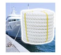 Líneas de muelle trenzadas de tres hebras de 10/20/30/50/100 m, cuerda de nailon blanco de alta resistencia de grado marino para yate, pontones, cruceros expresos, amarre (22 mm/0.87 pulgadas, 100 m)