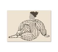 Líneas de póster de Sofia Lind Pintura curva de lienzo de chica pijama Pintura de pared de Sofia Lind Estampados de chica bohemia Imagen de moda para decoración de dormitorio 40x55cm sin marco