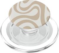 Líneas de Rayas líquidas de Remolino Beige marrón Retro Groovy70s 80s PopSockets PopGrip para MagSafe