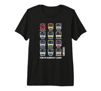 Líneas de Tren del Metro de Tokio Kanji Marunouchi Ginza Hibiya Oedo Camiseta Premium