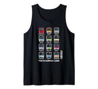 Líneas de Tren del Metro de Tokio Kanji Marunouchi Ginza Hibiya Oedo Camiseta sin Mangas