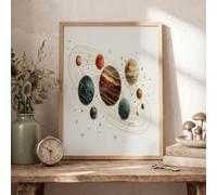 Líneas Planetarias Dibujadas Mano Sin Marco Cuadros Decoracion Salon, Beige Póster Lujo Sistema Solar Cuadros Pintura Lienzos Decorativos Posters Dormitorio Comedor Decoración De Pared 40X50Cm