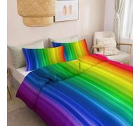 Líneas Verticales Fondo Degradado Arcoíris Microfibra cepillada Bedding, Cama 90-150 x 220 cm, y 2 Fundas de Almohada de 50 x 70 cm, Ropa de Cama Color Funda Edredon Hipoalergénico