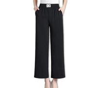 Linebalm Pants, Pulisa Womens Pants, High Rise Pull-On Stretch Pant, Breathable for Senior Women (Black,4XL)