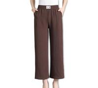 Linebalm Pants, Pulisa Womens Pants, High Rise Pull-On Stretch Pant, Breathable for Senior Women (Brown,4XL)