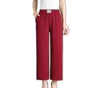 Linebalm Pants, Pulisa Womens Pants, High Rise Pull-On Stretch Pant, Breathable for Senior Women (Red,4XL)