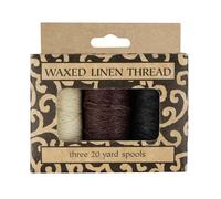 Lineco Natural, marrón, negro, 5 capas de lino encerado, hilo de 5 capas, 3 unidades