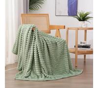 Linecooo Manta de forro polar verde salvia de 50 x 60 pulgadas para sofá, cama, manta de franela de microfibra de felpa súper suave y acogedora con diseño de rayas, ligera para adultos, mujeres y