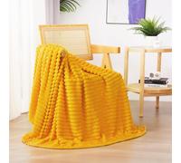 Linecooo Yellow Fleece Throw Blanket 50 60 for Couch Sofa Bed Super Soft Cozy Plush Microfiber Flannel Blanket with 3D Stripes Lightweight for Adult
