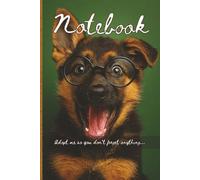 Lined A5 Notebook “Puppy with Glasses - German Shepherd” 120 pages, 60 sheets, usable as a bullet journal, diary, or notebook - Durable and eco-friendly