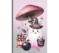 Lined Journal Notebook: Cute Cover Illustration Of a Ghost and Mushroom