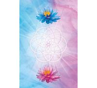 Lined Notebook blue pink flowers sacred geometry cover: 120 lined pages. Seed of Life design on cover.