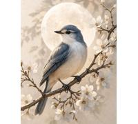 Lined Notebook: Blue Songbird Under the Full Moon: 8.5 x 11 Inches | 100 Lined Pages | Matte Cover | Beautiful Full Wraparound Cover | Perfect for Writing, Journaling, Notes & Everyday Use