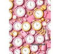 Lined Notebook: College Ruled Paper with Pink and Gold Clock Design - 100 Pages Premium Quality 8.5x11: Whimsical Time-Themed Journal for Students, Professionals, and Creative Minds