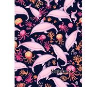 Lined Notebook: College Ruled Paper with Pink Dolphin and Ocean Friends Pattern - 100 Pages Premium Quality 8.5x11: Cute Writing Journal for Students and Marine Life Enthusiasts