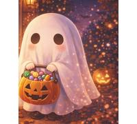 Lined Notebook - Cute Ghost Halloween Night: Playful spooky journal for notes, lists, and everyday writing