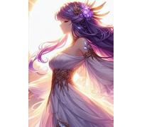Lined Notebook Fantasy Anime - Purple Princess with Golden Ornaments - 100 Pages - Premium Journal for Writing, Notes and Personal Diaries