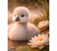 Lined Notebook: Fluffy Baby Swan on a Golden Lake: 7.5 x 9.25 Inches | 100 Ruled Pages | Beautiful Full Wraparound Cover | Perfect for Writing, Journaling, Notes & Everyday Use