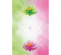 Lined Notebook green pink flowers sacred geometry cover: 120 lined pages. Seed of Life design on cover.