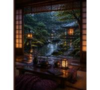 Lined Notebook - Japanese Rain Garden Cozy Aesthetic Journal: A peaceful and calming notebook inspired by quiet interiors, gentle rain, and serene evening moments