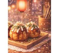 Lined Notebook - Takoyaki Twilight Glow: A warm journaling space inspired by street lights, soft sakura, and savory moments