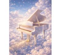 Lined Notebook: White Grand Piano in the Clouds: 8.5 x 11 Inches | 100 Lined Pages | Matte Cover | Beautiful Full Wraparound Cover | Perfect for Writing, Journaling, Notes & Everyday Use