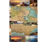 lined notebook with a cyclist motif on the cover