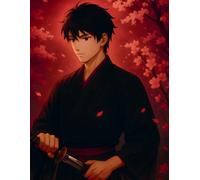 Lined Notebook: Young Swordsman Under the Crimson Moon: 8.5 x 11 Inches | 100 Lined Pages | Matte Cover | Beautiful Full Wraparound Cover | Perfect for Writing, Journaling, Notes & Everyday Use