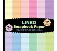 Lined Scrapbook Paper: Pastel Patterns Pad for Journaling, Decoupage, DIY Projects, Cards, Recipes, Letters - 12 Designs - 2 Sheets/Design - 8.5"x8.5"