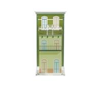 LINEE Recanati - Jarrón Blooming City Lisboa, 4 colores disponibles, diseño arquitectónico de PMMA y cristal, 14 x 25 x 12 cm, diseñado por StudioOpenSpace, fabricado en Italia (verde)