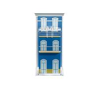 LINEE Recanati - Jarrón Blooming City Lisboa, 4 colores disponibles, diseño arquitectónico de PMMA y cristal, 14 x 25 x 12 cm, diseñado por StudioOpenSpace, fabricado en Italia (azul)