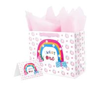 Linelglobal Primera bolsa de regalo de fresa con pañuelo de envoltura para bebé niña de 12.6 pulgadas, fiesta recién nacida