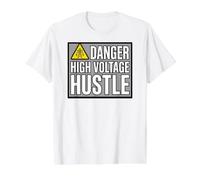 Lineman Danger High Voltage Hustle Electrical Work Camiseta gráfica económica, Hombre, Blanco, S