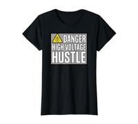 Lineman Danger High Voltage Hustle Electrical Work Camiseta gráfica económica, Mujer, Negro, M