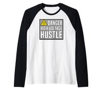 Lineman Danger High Voltage Hustle Electrical Work Camiseta Manga Raglan