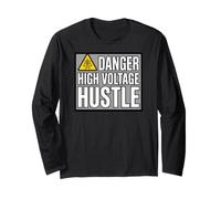 Lineman Danger High Voltage Hustle Electrical Work Manga Larga