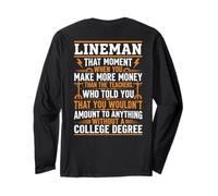 Lineman More Money Than Teachers Diseño Divertido Manga Larga