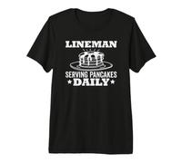 Lineman Pancake Portar Panqueques Diario Texto Blanco Rough Camiseta Premium