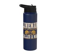Lineman The Only Position Called A Man Football Player Stainless Steel Insulated Water Bottle