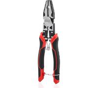 Linemans - Alicates combinados HOUSERAN con pelacables y crimpadora, alicates de línea de 8.3 pulgadas, con resorte con bloqueo de seguridad, alicates de línea 5 en 1 para cortar, prensar, pelar