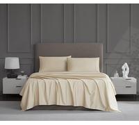 Linen Closet Juego Completo de sábanas de algodón Beige de 4 Piezas
