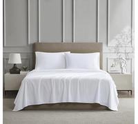 Linen Closet Juego Completo de sábanas de algodón de percal, Color Blanco ártico, 4 Piezas