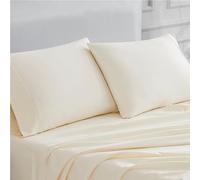 Linen Closet Juego de 2 Fundas de Almohada de percal de algodón de 400 Hilos, tamaño King, Color Marfil