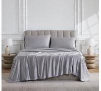 Linen Closet Juego de sábanas de algodón Egipcio de 1000 Hilos, 4 Piezas, tamaño Queen, Color Plateado Suave