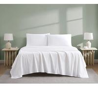 Linen Closet Juego de sábanas de algodón orgánico Arctic White Queen de 4 Piezas