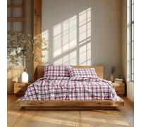 Linen Closet Juego de sábanas de percal 100% algodón de 160 g/m², tamaño King, Color carmesí, tartán