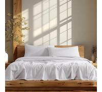 Linen Closet Juego de sábanas de percal 100% algodón de 160 g/m², tamaño Queen, Color Gris Suave