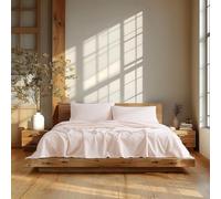 Linen Closet Juego de sábanas de percal 100% algodón de 160 g/m², tamaño Queen, Color Rosa Suave