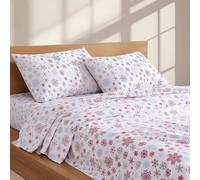 Linen Closet Juego de sábanas de percal 100% algodón de 160 g/m², tamaño Queen Icy Star