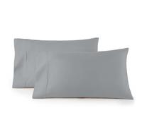 Linen Closet Luxury Cotton - Juego de 2 Fundas de Almohada de algodón de 600 Hilos, tamaño King, Color Gris Claro